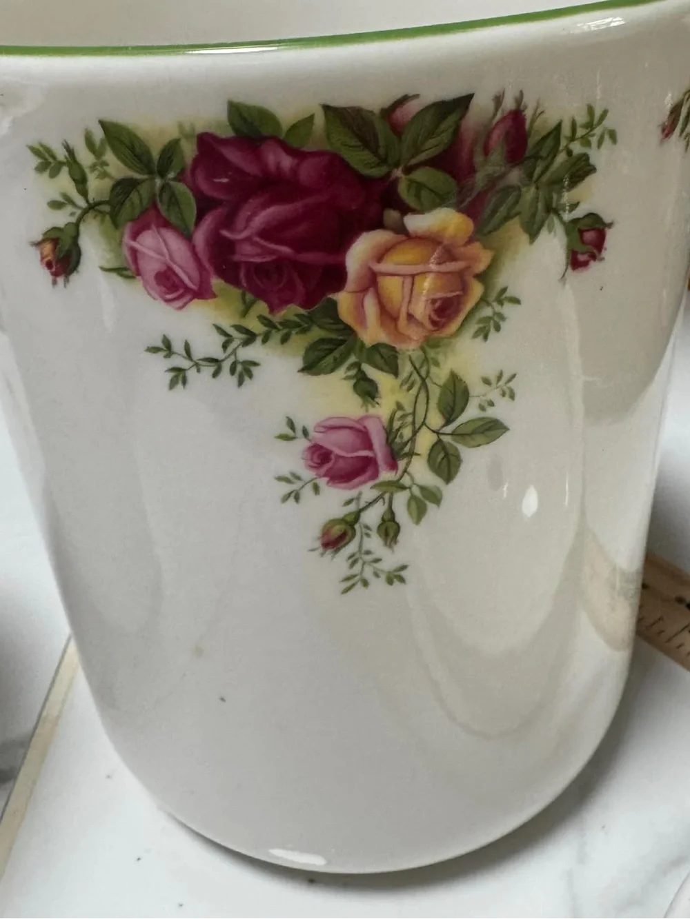 Royal Albert White Porcelain Canister Set with Pink and Yellow Rose Pattern